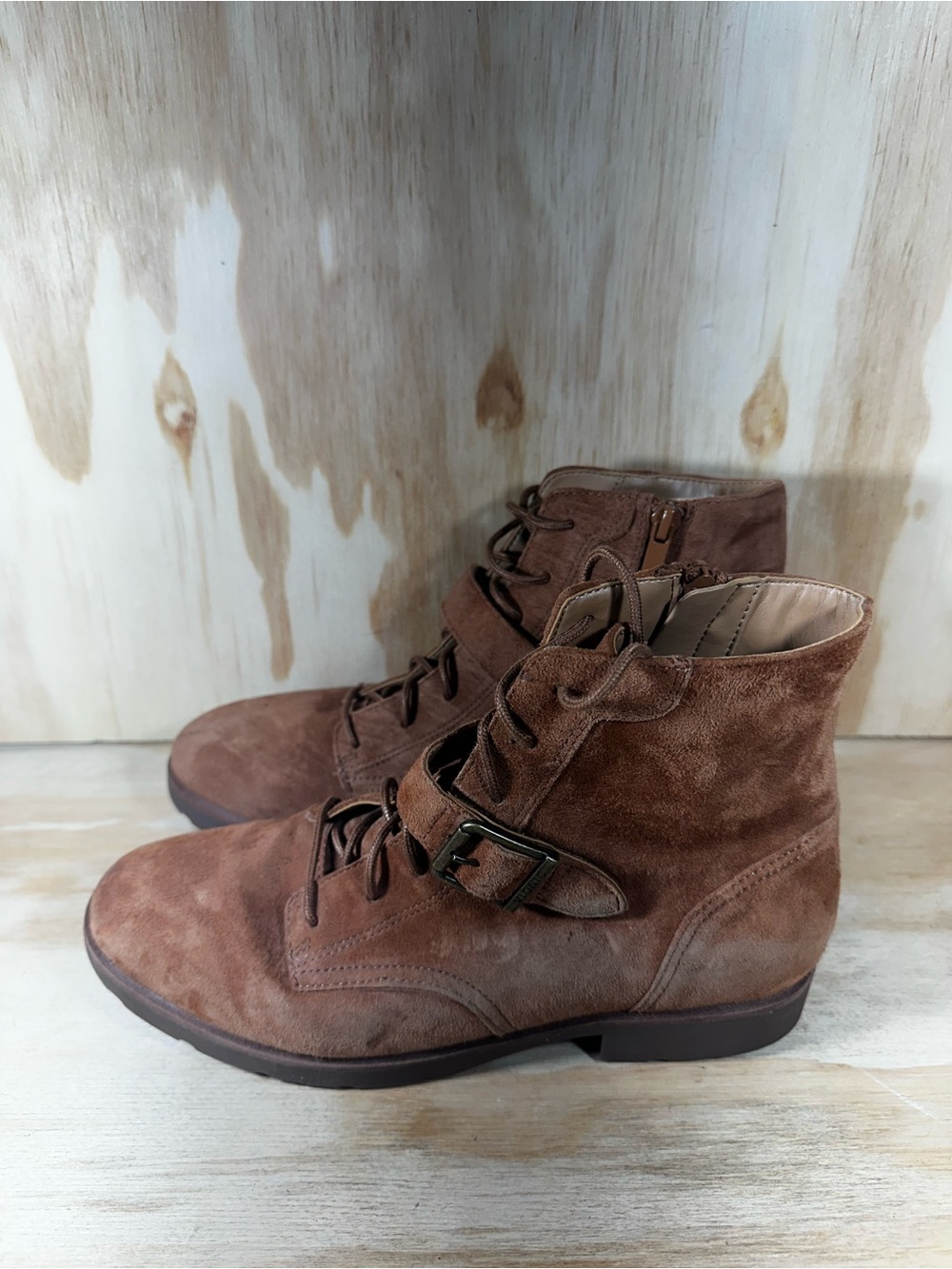 Vionic Catina Brown Suede Lace-Up Ankle Boots Women’s Size 8.5